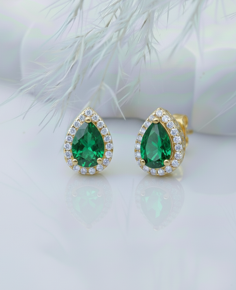 PENDIENTES ESMERALDA Plata de Ley 925 · Oro 18k